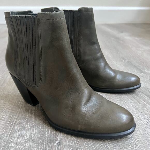 Ecco Shape 55 Deep Forest Cowboy Western Green Leather Ankle Booties US 8 EU 39 - Picture 1 of 12